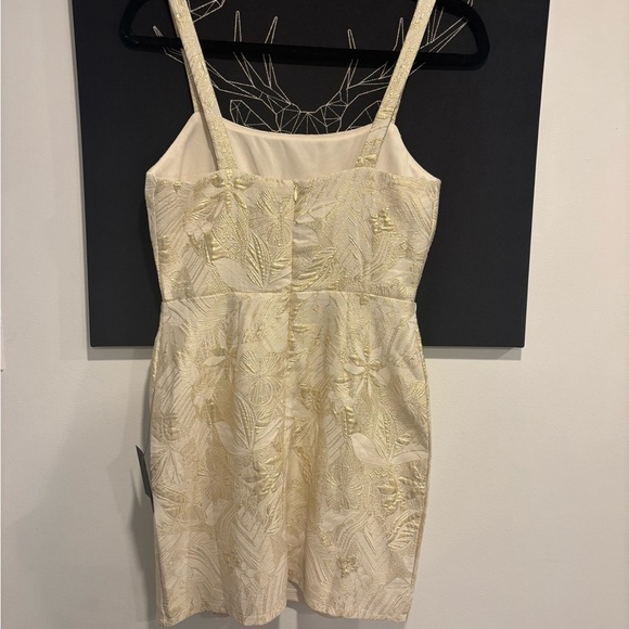 Lulu's Cream and Gold Leaf Mini Dress - Picture 3 of 5